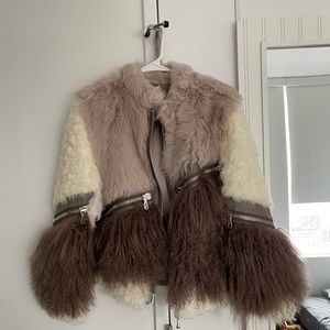 Tri Color Sheepskin Sherling Coat